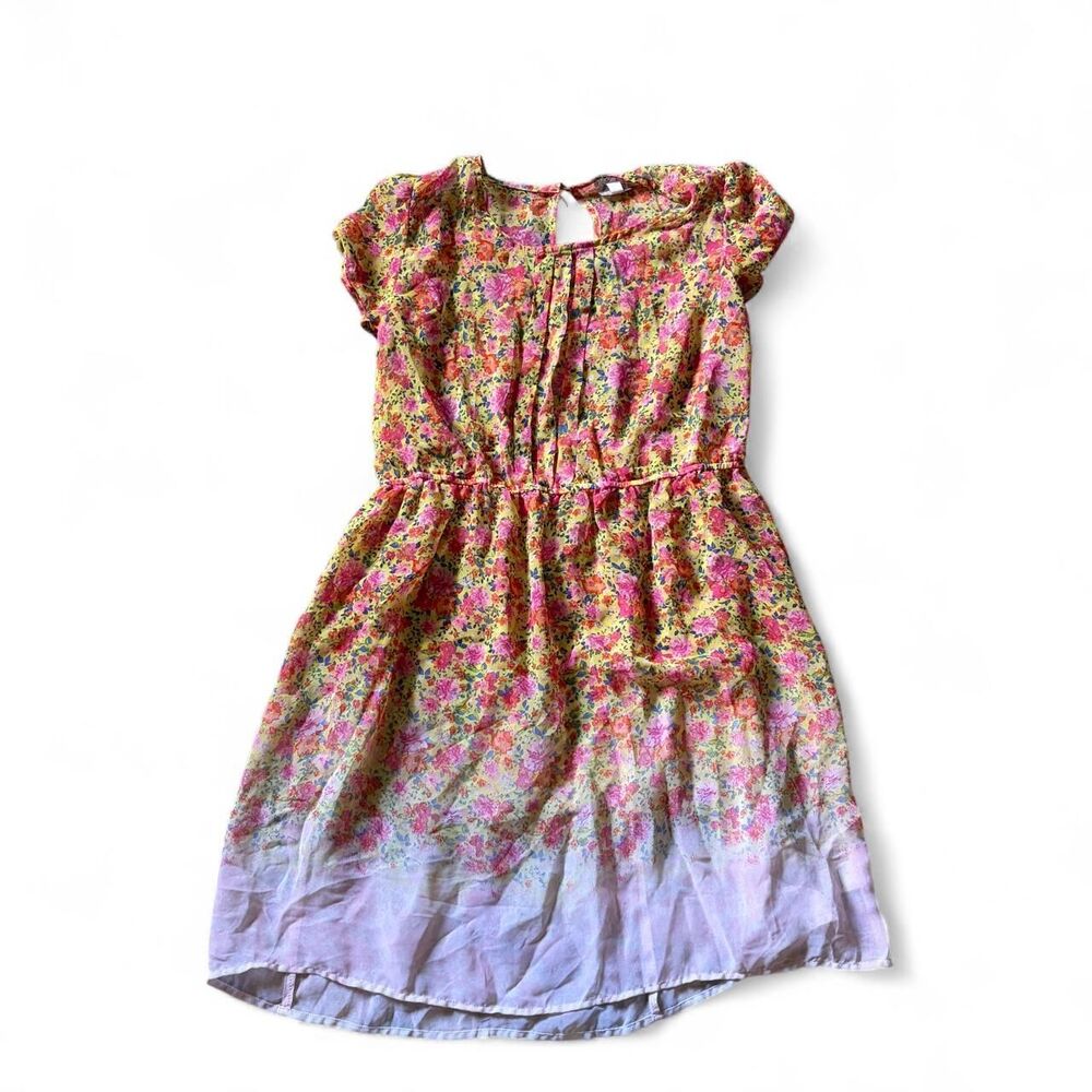 Disney Floral Babydoll Mini Dress Pink Yellow Size XL girls